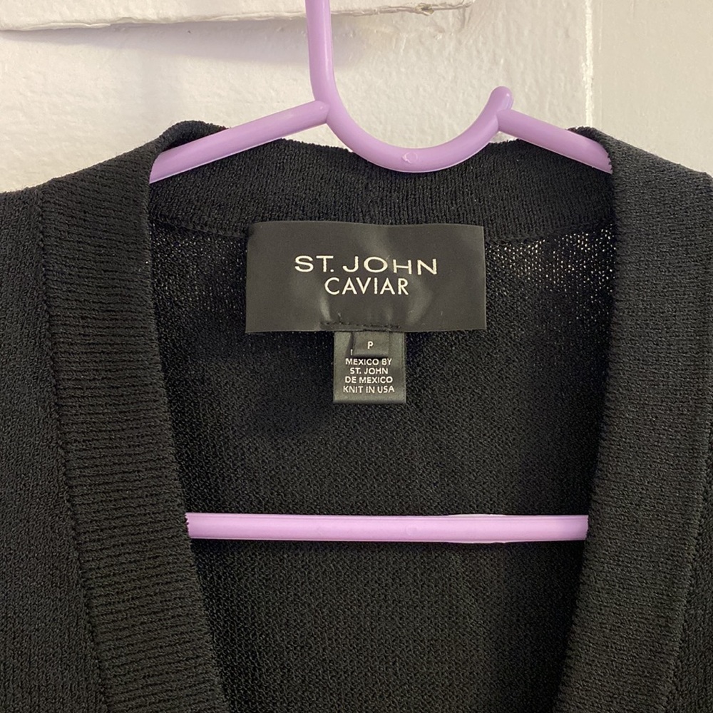 St. John Caviar Collection Black Knit Cardigan SP - Picture 2 of 7